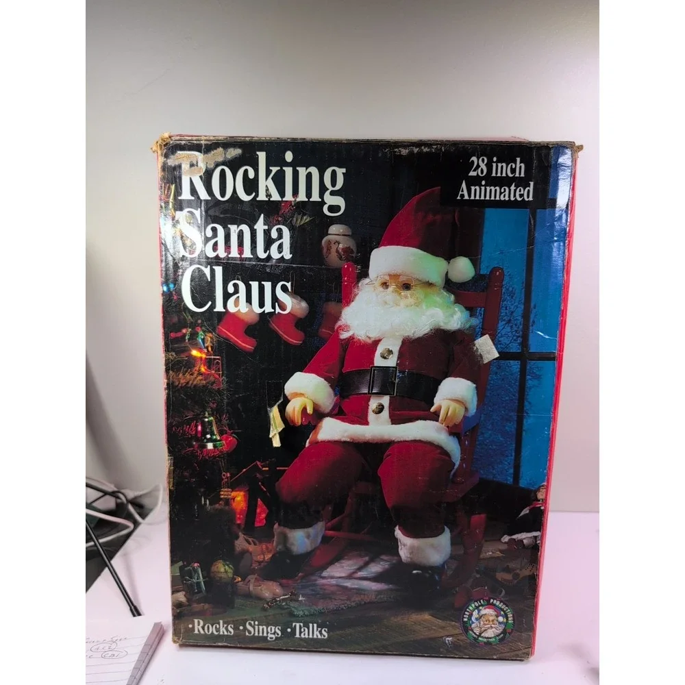 Vintage Rocking Santa Claus In Chair North Pole Productions Christmas 1991 Boxed